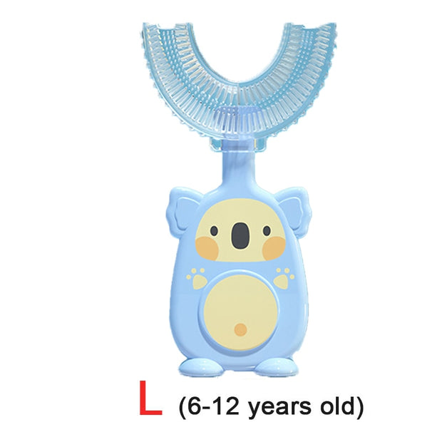 Baby toothbrush children teeth oral care cleaning brush soft Silicone teethers baby toothbrush new born baby items 2-12Y Baby silicon soft toothbrush DailyAlertDeals koala blue L  