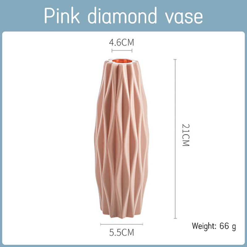 Morandi Plastic Vase Living Room Decoration Ornaments Modern Origami Plastic Vases for Flower Arrangements Home Decoration Plastic Vases Flower Pots DailyAlertDeals 3219pink  