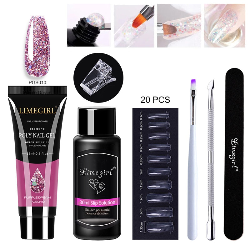 Poly gels Set for nail Extension Manicure Acryl Gel Varnish Set 15ML Poly gels Poly Nail Kit UV Gel Kit Poly gels Set for nail Extension DailyAlertDeals ZH119-PGS010 China 