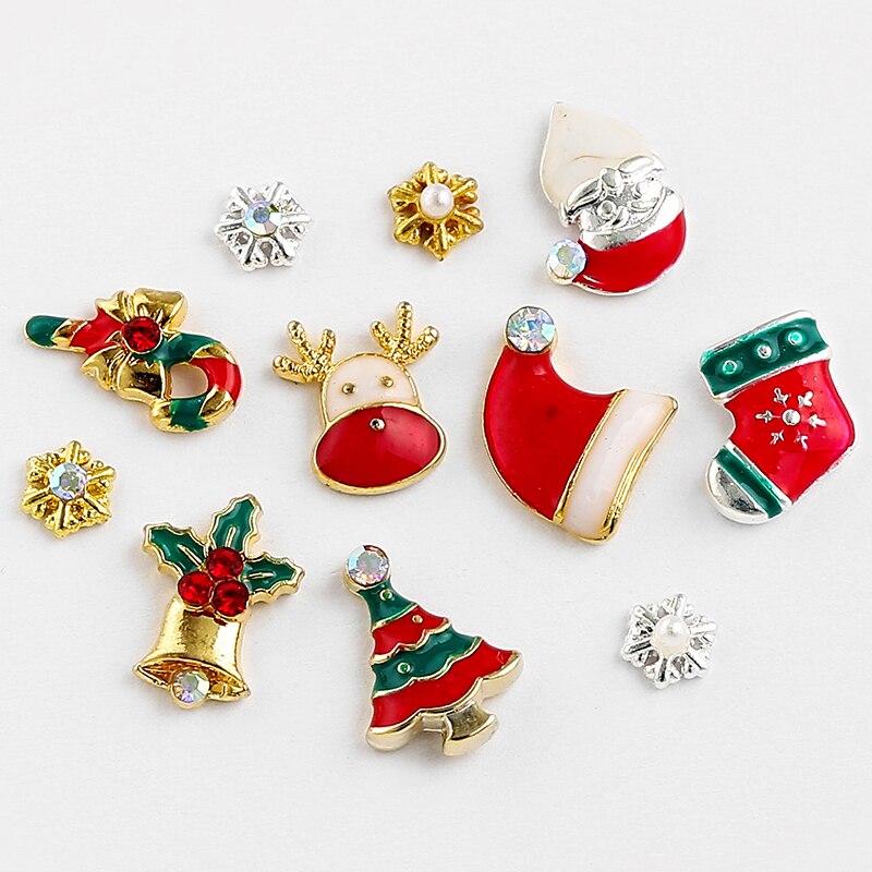 9 Designs Christmas Tree sock snowflake Nail Art Decorations Alloy Metal DIY 3D Nail Rhinestones Accessories Jewelry Tools 0 DailyAlertDeals   