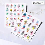 Harunouta Abstract Lady Face Water Decals Fruit Flower Summer Leopard Alphabet Leaves Nail Stickers Water Black Leaf Sliders Nail Stickers DailyAlertDeals 2pcs-37  