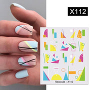 Harunouta French Black White Geometrics Pattern Water Decals Stickers Flower Leaves Slider For Nails Spring Summer Nail Design Nail Stickers DailyAlertDeals X112  