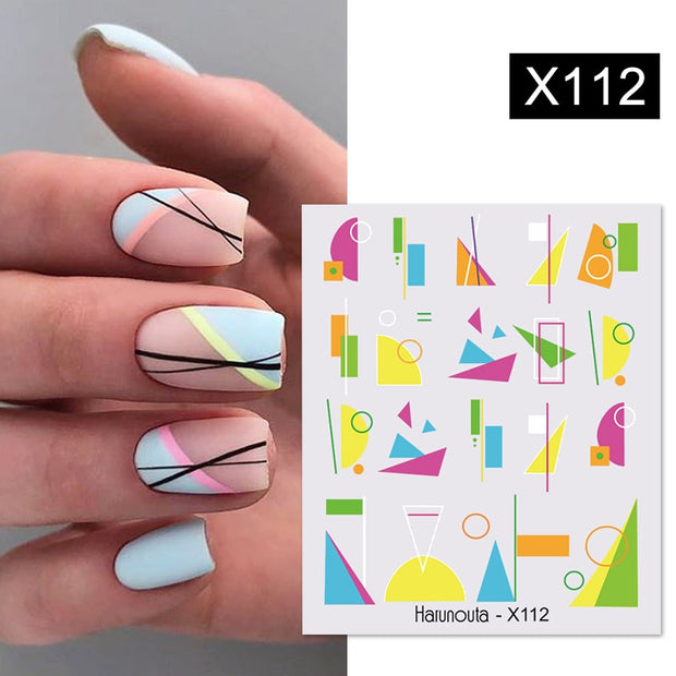 Harunouta Black Ink Blooming Marble Pattern Water Decals Stickers Black Line Flower Leaves Face Slider For Summer Nail Art Decor Decal stickers for nails DailyAlertDeals X112  