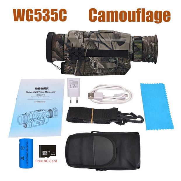 WG540 Infrared Digital Night Vision Monoculars with 8G TF card full dark 5X40 200M range Hunting Monocular Night Vision Device Infrared Digital Night Vision Monoculars DailyAlertDeals WG535 Camouflage  