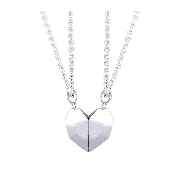 2Pcs/Lot Magnetic Couple Necklace Friendship Heart Pendant Distance Faceted Charm Necklace Women Valentine&#39;s Day Gift 2021 0 DailyAlertDeals 3  