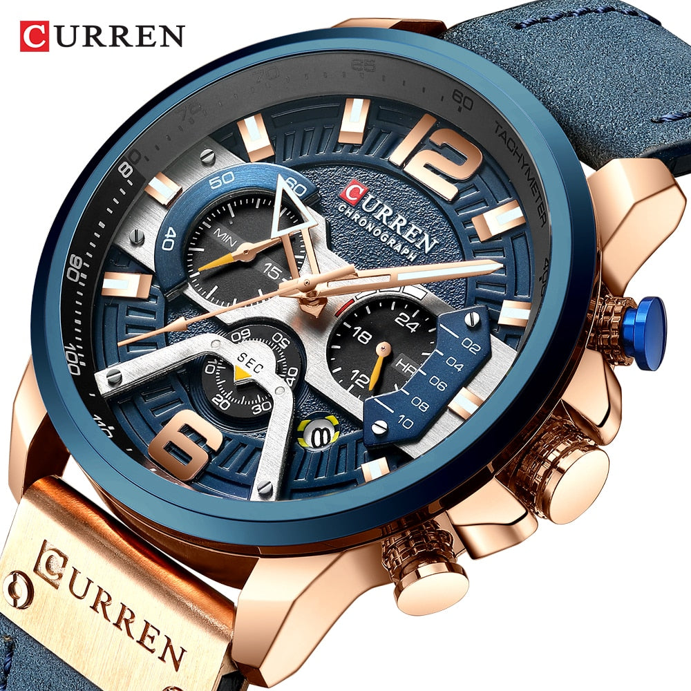 CURREN Casual Sport Watches for Men Top Brand Luxury Military Leather Wrist Watch Man Clock Fashion Chronograph Wristwatch wrist watches DailyAlertDeals   