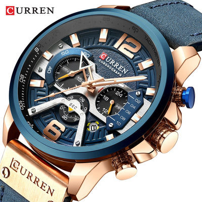 CURREN Casual Sport Watches for Men Top Brand Luxury Military Leather Wrist Watch Man Clock Fashion Chronograph Wristwatch wrist watches DailyAlertDeals   