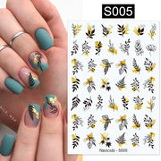 Harunouta Slider Design 3D Black People Silhouettes Blooming Nail Stickers Gold Bronzing Leaf Flower Nail Foils Decoration Nail Stickers DailyAlertDeals S005  