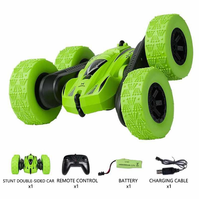 4WD RC Car 2.4G Radio Remote Control Car 1:24 Double Side RC Stunt Cars 360° Reversal Vehicle Model Toys For Children Boy RC Stunt Cars 360° Reversal Vehicle Model Toys For Children Boy DailyAlertDeals S628 Green 1B United States 