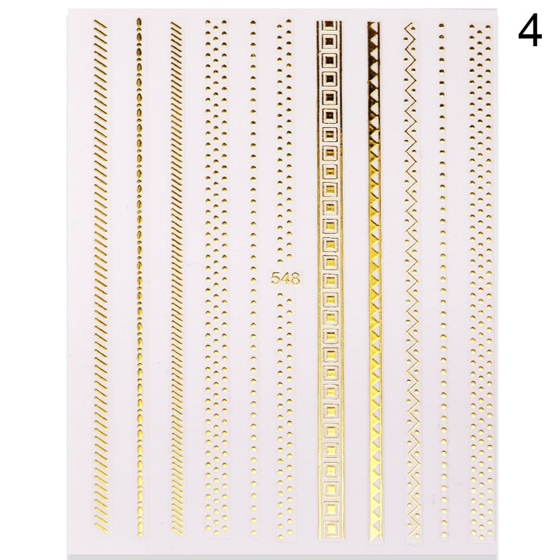 French 3D Nail Decals Stickers Stripe Line French Tips Transfer Nail Art Manicure Decoration Gold Reflective Glitter Stickers nail art DailyAlertDeals 4  