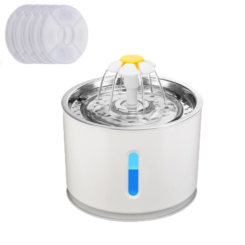 Automatic Pet Cat Water Fountain with LED Lighting 5 Pack Filters 2.4L USB 0 DailyAlertDeals Steel 5PCS filters 2.4L Poland