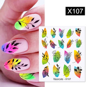 Harunouta French Black White Geometrics Pattern Water Decals Stickers Flower Leaves Slider For Nails Spring Summer Nail Design Nail Stickers DailyAlertDeals X107  