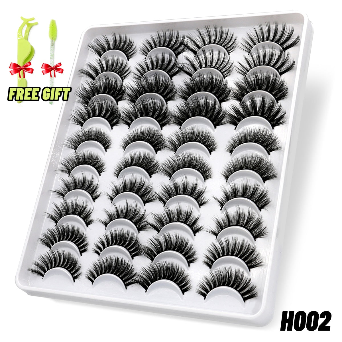 GROINNEYA Eyelashes 3D Mink Lashes Fluffy Soft Wispy Natural Cross Eyelash Extension Reusable Lashes Mink False Eyelashes Makeup 0 DailyAlertDeals 20pairs-H002 France 