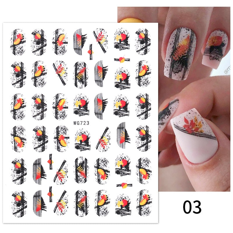 Harunouta 2022 NEW Gold Bronzing Slider Nail Art 3D Decals Decoration Flower Leaves Nail Art Sticker DIY Manicure Transfer Decal Nail Stickers DailyAlertDeals 16  