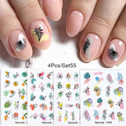 Harunouta Abstract Lady Face Water Decals Fruit Flower Summer Leopard Alphabet Leaves Nail Stickers Water Black Leaf Sliders 0 DailyAlertDeals 4pcs-55  