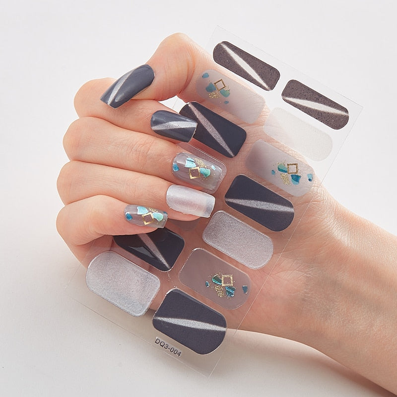 Four Sorts 0f Nail Stickers Nails Art Decoration Manicure Shiny Nail Decoration Decals Plain Stickers Nail Accesoires Women nail decal sticker DailyAlertDeals DQ3-04  
