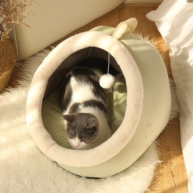 Sweet Cat Bed Warm Pet Basket Cozy Kitten Lounger Cushion Cat House Tent Very Soft Small Dog Mat Bag For Washable Cave Cats Beds 0 DailyAlertDeals Green Dragon S (31X30X28cm) 