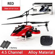 DEERC RC Helicopter 2.4G Aircraft 3.5CH 4.5CH RC Plane With Led Light Anti-collision Durable Alloy Toys For Beginner Kids Boys kids toy DailyAlertDeals 30CM Red 2Battery  