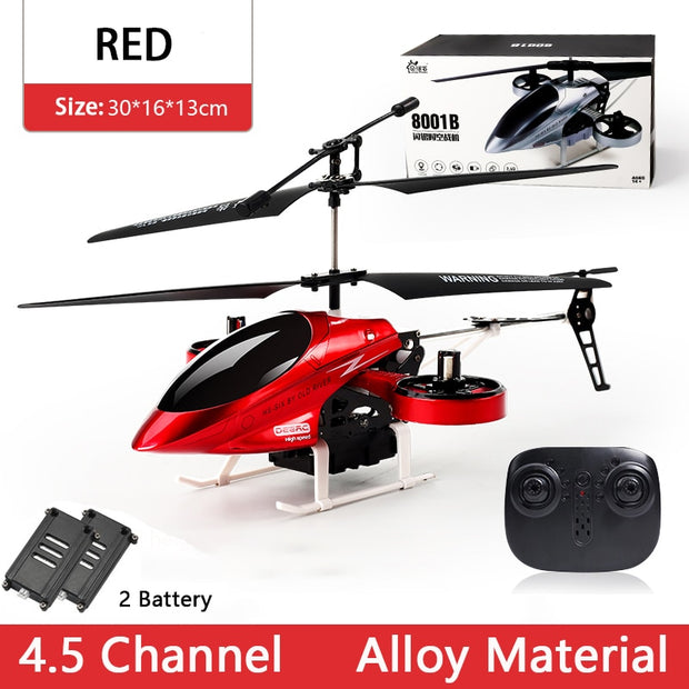 DEERC RC Helicopter 2.4G Aircraft 3.5CH 4.5CH RC Plane With Led Light Anti-collision Durable Alloy Toys For Beginner Kids Boys kids toy DailyAlertDeals 30CM Red 2Battery  