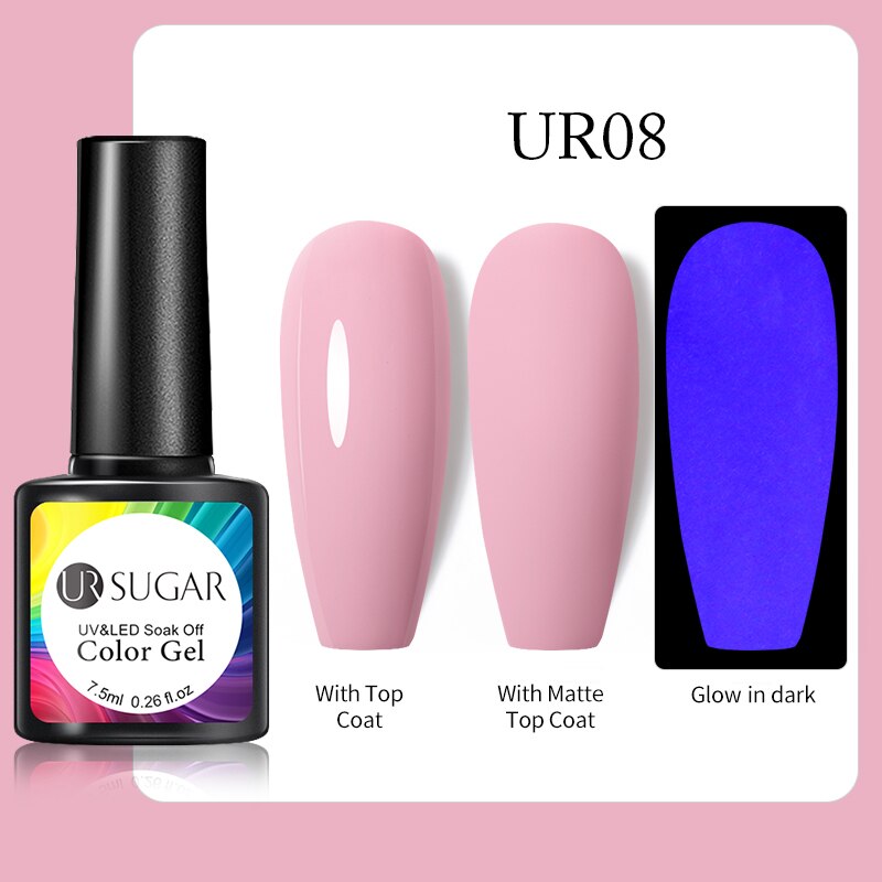 UR SUGAR Fluorescent Gel Nail Polish Neon Yellow Green Blue Color Gel Soak Off UV Nail Gel Varnish For Nail Art Top Coat Neon Fluorescent Gel Nail Polish DailyAlertDeals Luminous 8  