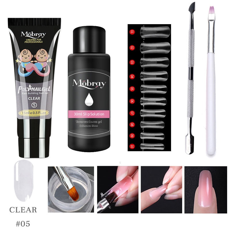 5 PCS Poly Extension Gel Set Nail Art French Nail Art Clear Camouflage Color Nail Tip Form Crystal Nail Gel Slice Brush Nail Gel NAIL GEL DailyAlertDeals 05 China 