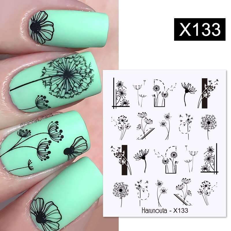 Harunouta Butterfly Flower Design Leaves Nail Water Decals Color Wave Geometric Line Charms Sliders Decoration Tips For Nail Art 0 DailyAlertDeals X133  