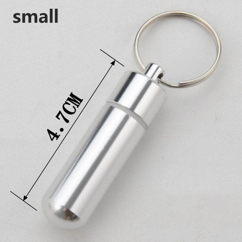 Waterproof Aluminum Pill Box Case Bottle Cache Drug Holder for Traveling Camping Container Keychain Medicine Box Health Care health care pill box DailyAlertDeals   