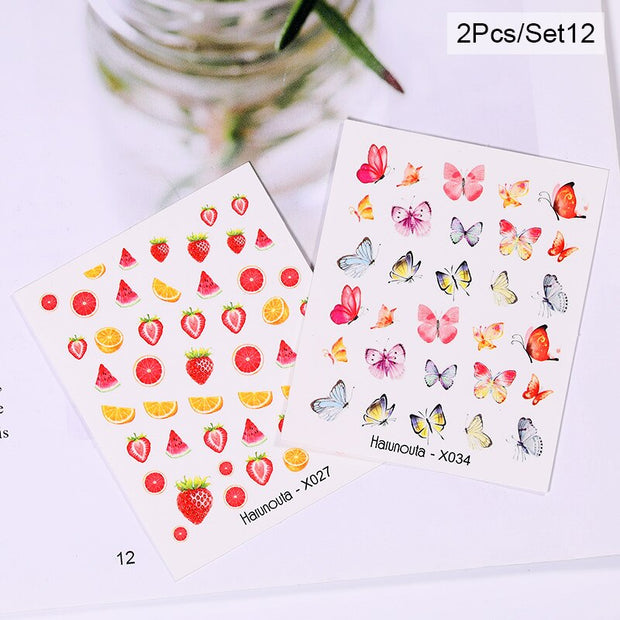 Harunouta Cool Geometrics Pattern Water Decals Stickers Flower Leaves Slider For Nails Spring Summer Nail Art Decoration DIY 0 DailyAlertDeals 50459-12  