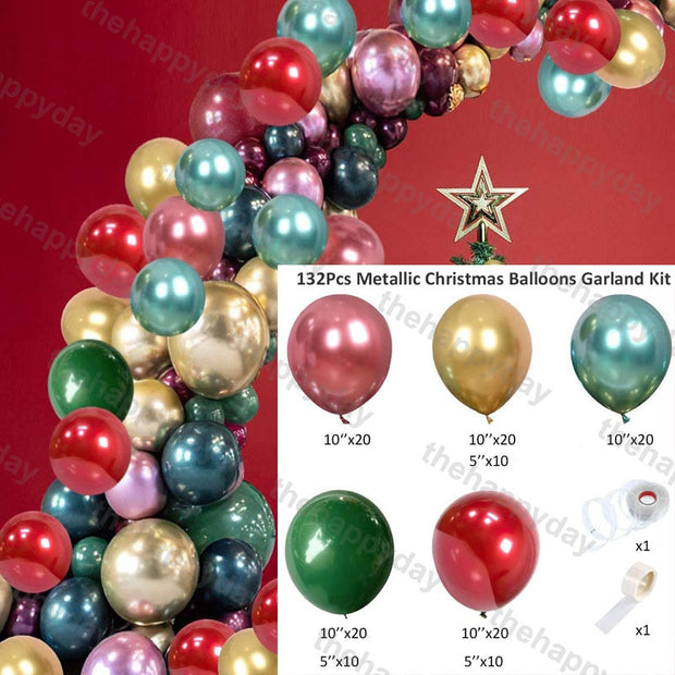 Christmas Balloon Arch Green Gold Red Box Candy Balloons Garland Cone Explosion Star Foil Balloons New Year Christma Party Decor Christmas Balloons DailyAlertDeals H 132pcs Christmas Other 