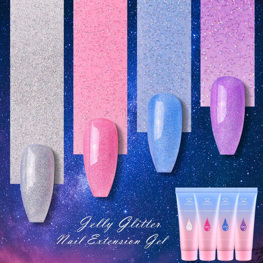Makartt Jelly Glitter Poly Nail Gel Kit- Translucent Glitter Gel Nail Extension Gel Nail Enhancement Set for Beginner Manicure nail jelly glitter polish DailyAlertDeals   