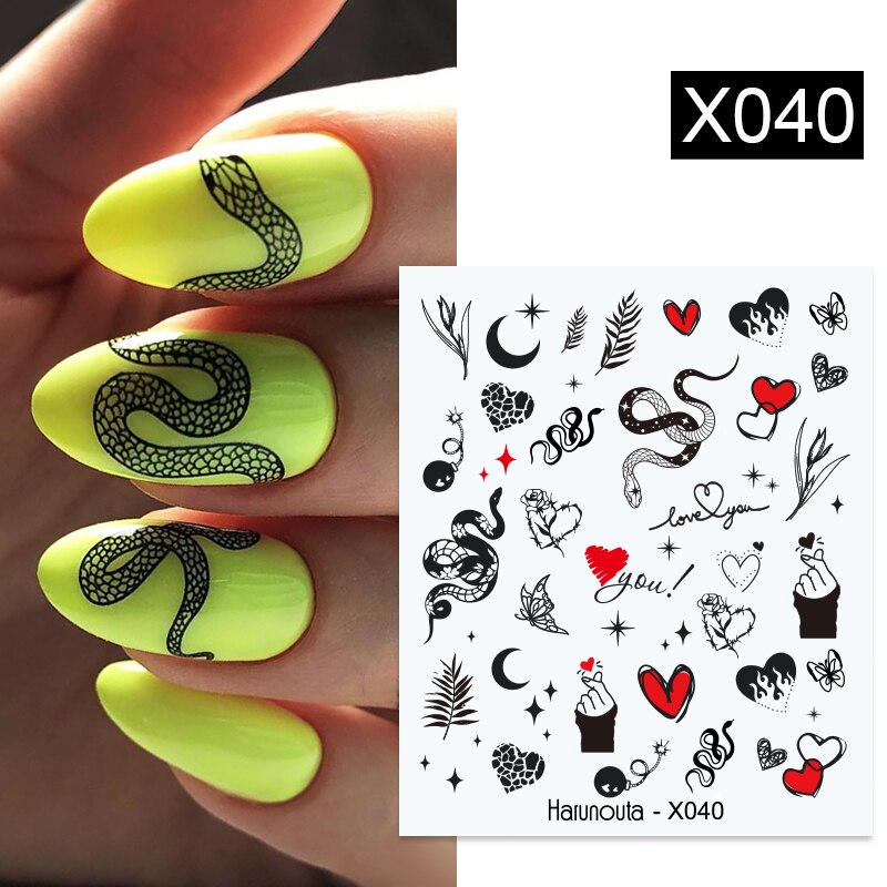 Harunouta Abstract Lady Face Water Decals Fruit Flower Summer Leopard Alphabet Leaves Nail Stickers Water Black Leaf Sliders Nail Stickers DailyAlertDeals 3  