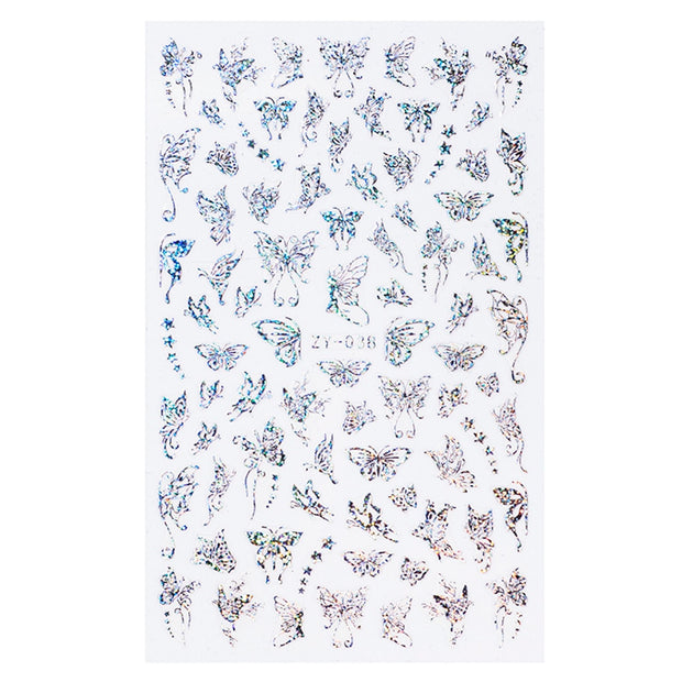 1pc Holographic 3D Butterfly Nail Art Stickers Adhesive Sliders Colorful DIY Golden Nail Transfer Decals Foils Wraps Decorations nail art DailyAlertDeals 07  
