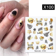 Harunouta Black Ink Blooming Marble Pattern Water Decals Stickers Black Line Flower Leaves Face Slider For Summer Nail Art Decor Decal stickers for nails DailyAlertDeals X100  