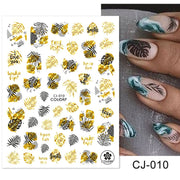 Harunouta Slider Design 3D Black People Silhouettes Blooming Nail Stickers Gold Bronzing Leaf Flower Nail Foils Decoration Nail Stickers DailyAlertDeals CJ-010  
