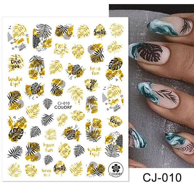 Harunouta Gold Marble 3D Nail Sticker Flower Leaves Line Transfer Slider French Tips Manicures Decals DIY Decoration Paper 0 DailyAlertDeals CJ-010  