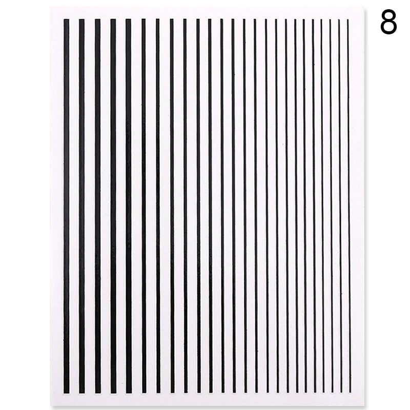 French 3D Nail Decals Stickers Stripe Line French Tips Transfer Nail Art Manicure Decoration Gold Reflective Glitter Stickers nail art DailyAlertDeals 8  