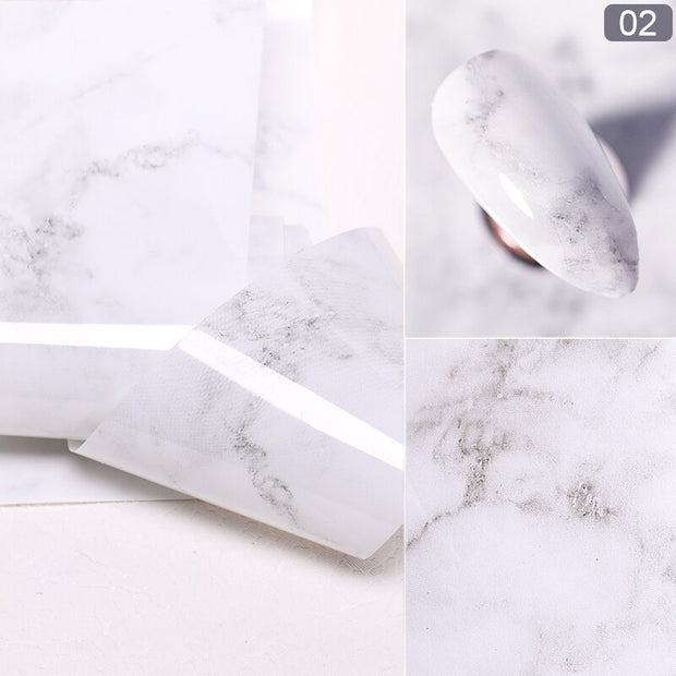 Nail Foils Marble Series Nail Transfer Foils Decorations DIY idea nail Art Transfer Sticker Decals Nail Accessories Nail Sticker DailyAlertDeals White  