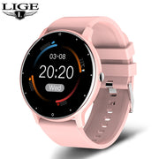 LIGE 2022 New Smart Watch Men Full Touch Screen Sport Fitness Watch IP67 Waterproof Bluetooth For Android ios smartwatch Men+box 0 DailyAlertDeals Pink China 