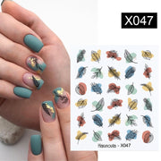 Harunouta Cool Geometrics Pattern Water Decals Stickers Flower Leaves Slider For Nails Spring Summer Nail Art Decoration DIY Nail Stickers DailyAlertDeals X047  
