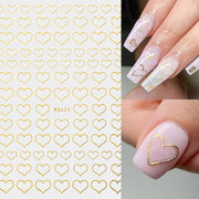 The New Heart Love Design Gold Sliver 3D Nail Art Sticker English Letter French Striping Lines Trasnfer Sliders Valentine Decor Nail Stickers DailyAlertDeals   