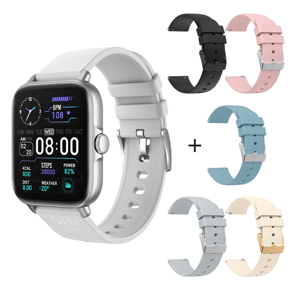 COLMI P28 Plus Bluetooth Answer Call Smart Watch Men IP67 waterproof Women Dial Call Smartwatch GTS3 GTS 3 for Android iOS Phone 0 DailyAlertDeals Silver with 5 straps China 