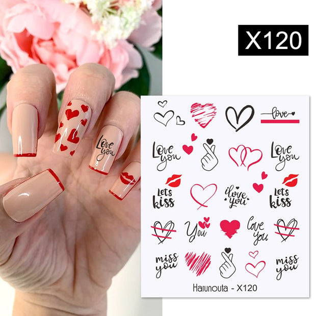 Harunouta Blooming Ink Marble 3D Nail Sticker Decals Leaves Heart Transfer Nail Sliders Abstract Geometric Line Nail Water Decal nail decal stickers DailyAlertDeals X120  