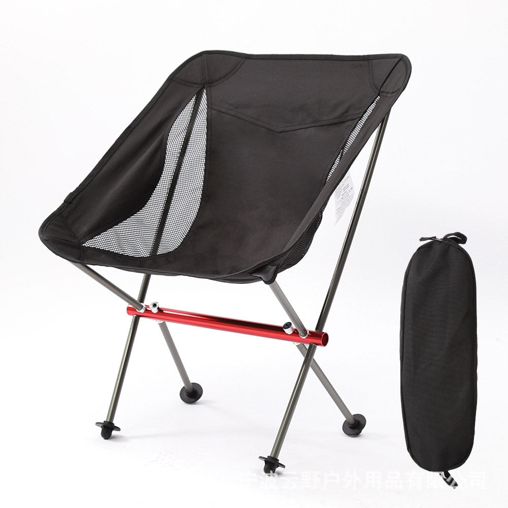 Portable Folding Camping Chair Outdoor Moon Chair Collapsible Foot Stool For Hiking Picnic Fishing Chairs Seat Tools Camping Chair Outdoor DailyAlertDeals China S-Black 