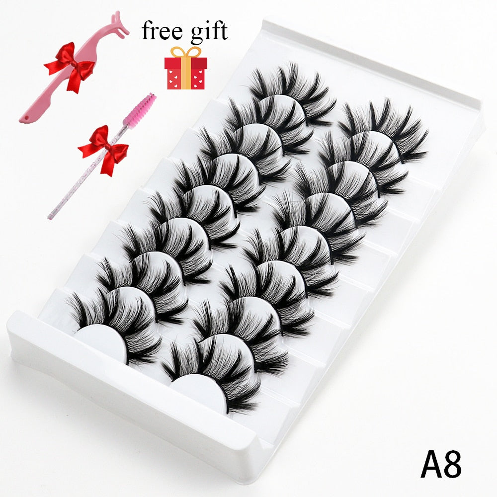 5/8 Pairs Faux Mink Eyelashes Soft Fluffy Natural False Eyelashes 3D Thick Dramatic Makeup Eyelashes Reusable Handmade Lashes  DailyAlertDeals A8 China 