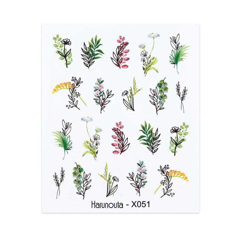 Harunouta Valentine Love Heart Line Dsign Water Nail Stickers Gold Black Leaves Flower Geometrics Slider For Nail Art Decoration Nail Stickers DailyAlertDeals X051  