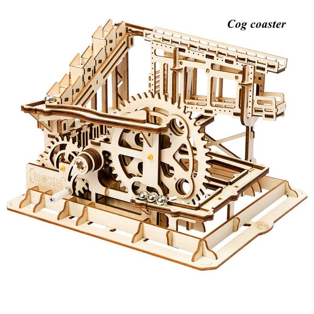 Robotime Rokr Marble Run Set 5 Kinds 3D Wooden Puzzle DIY Model Building Block Kits Assembly Toy Gift for Teens Adult Night City 3D Wooden Puzzle DIY Model Building Block Kits DailyAlertDeals Cog coaster China 