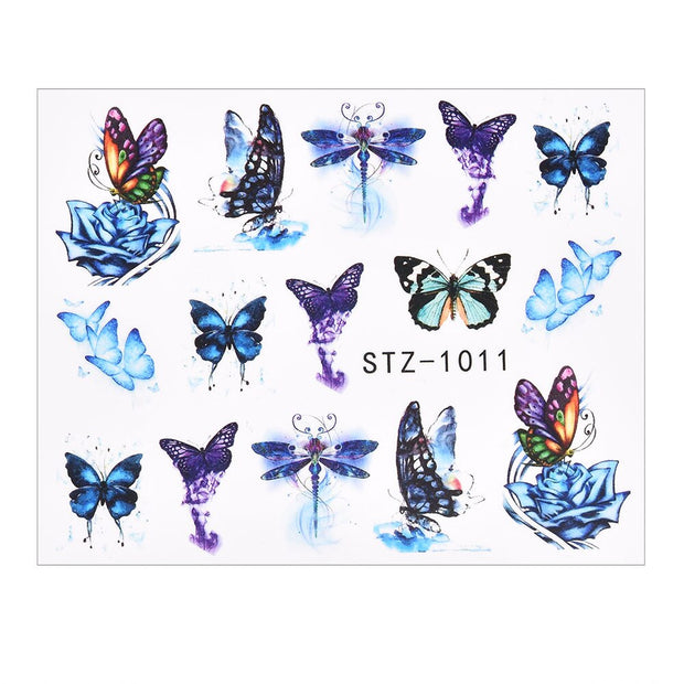 3D Watercolor Butterflies Sliders Nail Art Water Transfer Decal Sticker Blue Valentine&#39;s Day Nail Decoration Tattoo Manicure 0 DailyAlertDeals TA632  