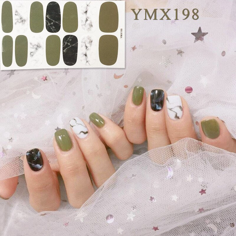 14tips/sheet Hot Colors Series Classic Collection Manicure Nail Polish Strips Nail Wraps,Full Nail Sheet DIY nail art decoration nail decal stickers DailyAlertDeals YMX198  