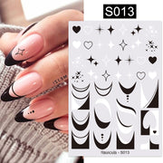 Harunouta Valentine's Day 3D Nail Stickers Heart Flower Leaves Line Sliders French Tip Nail Art Transfer Decals 3D Decoration Nail Stickers DailyAlertDeals S013  