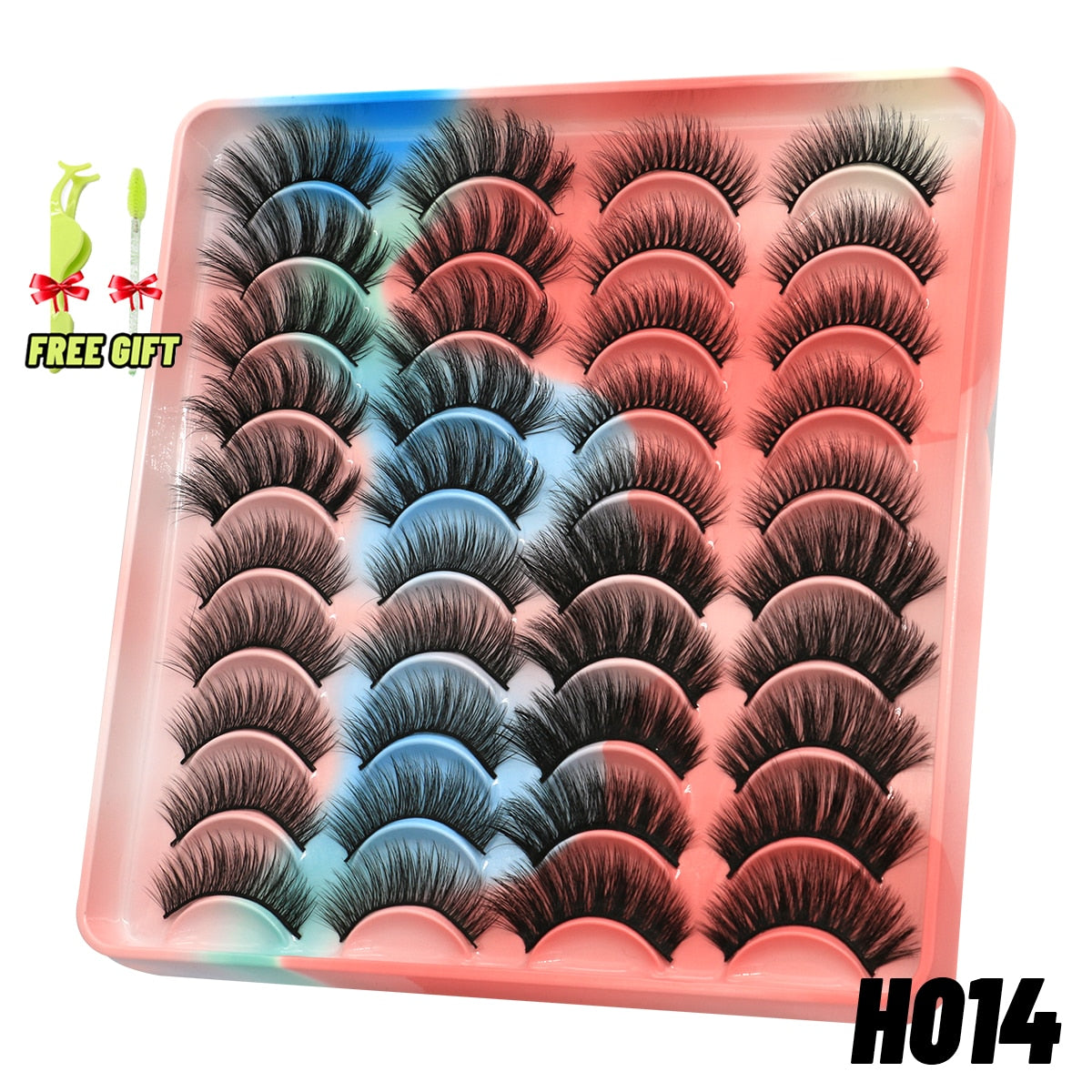 GROINNEYA Eyelashes 3D Mink Lashes Fluffy Soft Wispy Natural Cross Eyelash Extension Reusable Lashes Mink False Eyelashes Makeup 0 DailyAlertDeals 20pairs-H014 France 